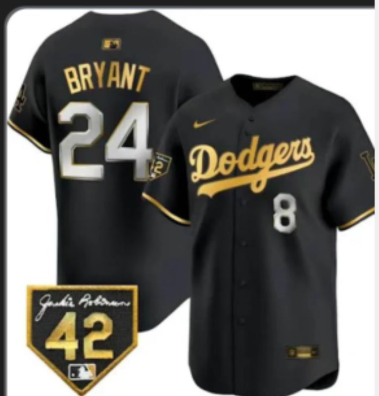 Men 2025 Los Angeles Dodgers #24 Bryant Black gold Nike MLB Jersey style 7072